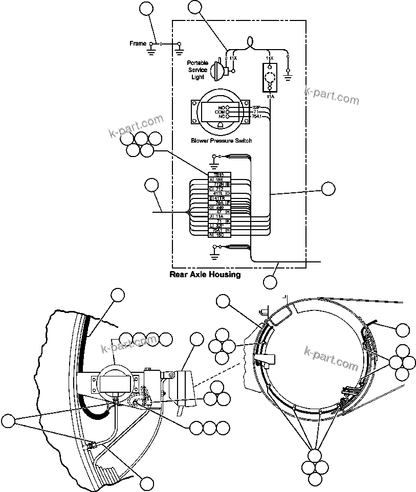 Komatsu parts book diagram for AFE47-BS 730E S/N A30220-A30224   PAMA: AXLE HOUSING ELECTRICAL GROUP