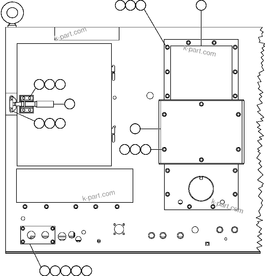 Komatsu parts book diagram for AFE47-BS 730E S/N A30220-A30224   PAMA: CONTROL CABINET (REAR VIEW)
