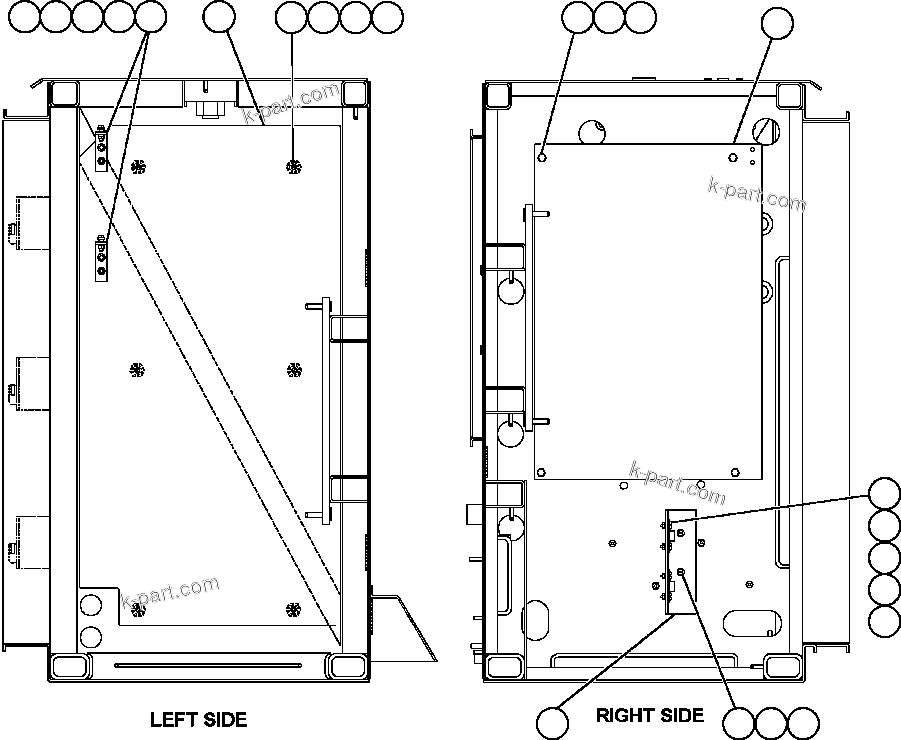 Komatsu parts book diagram for AFE47-BS 730E S/N A30220-A30224   PAMA: CONTROL CABINET LEFT DOOR - SIDE WALLS