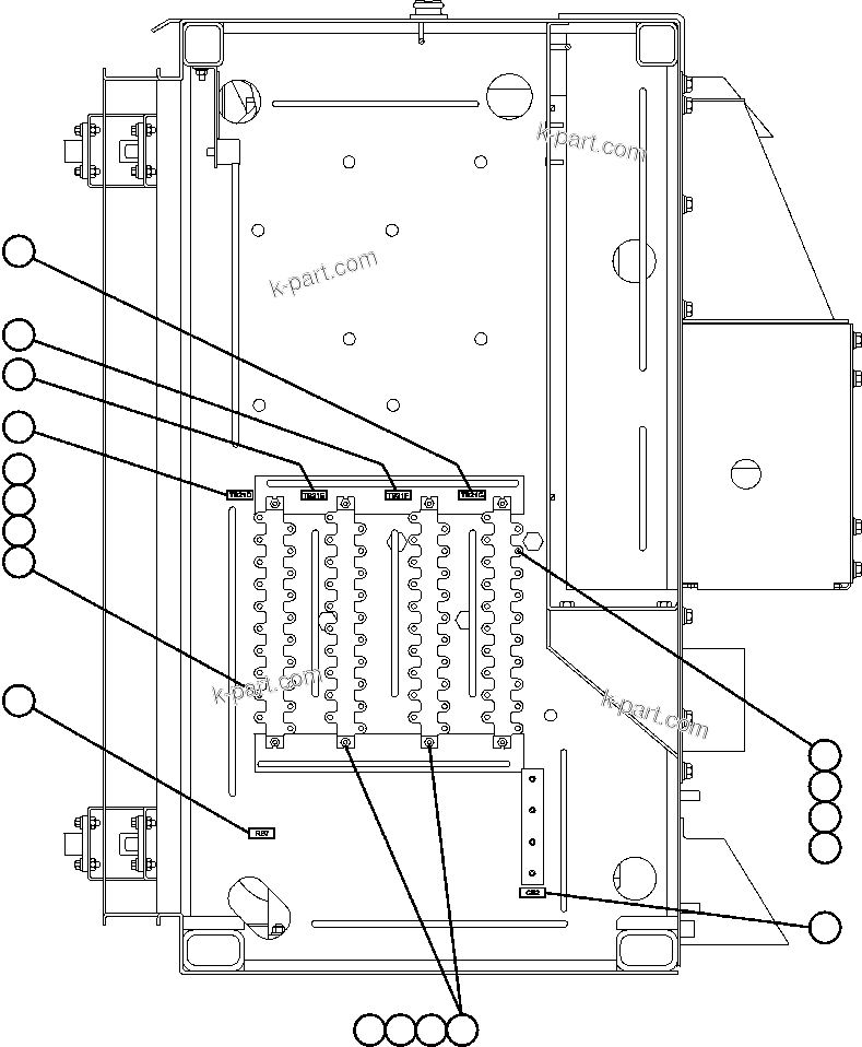 Komatsu parts book diagram for AFE47-BS 730E S/N A30220-A30224   PAMA: CONTROL CABINET RIGHT DOOR (LEFT SIDE WALL)