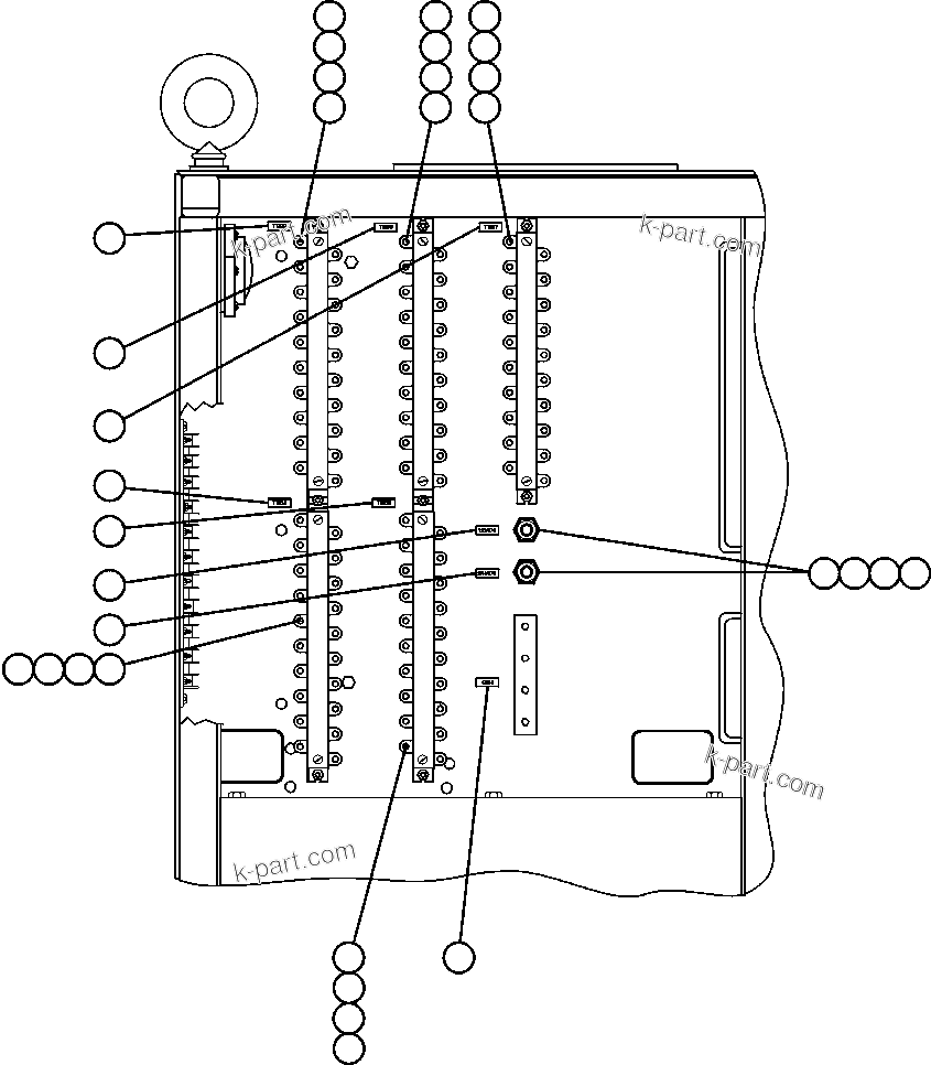 Komatsu parts book diagram for AFE47-BS 730E S/N A30220-A30224   PAMA: CONTROL CABINET - REAR DOOR