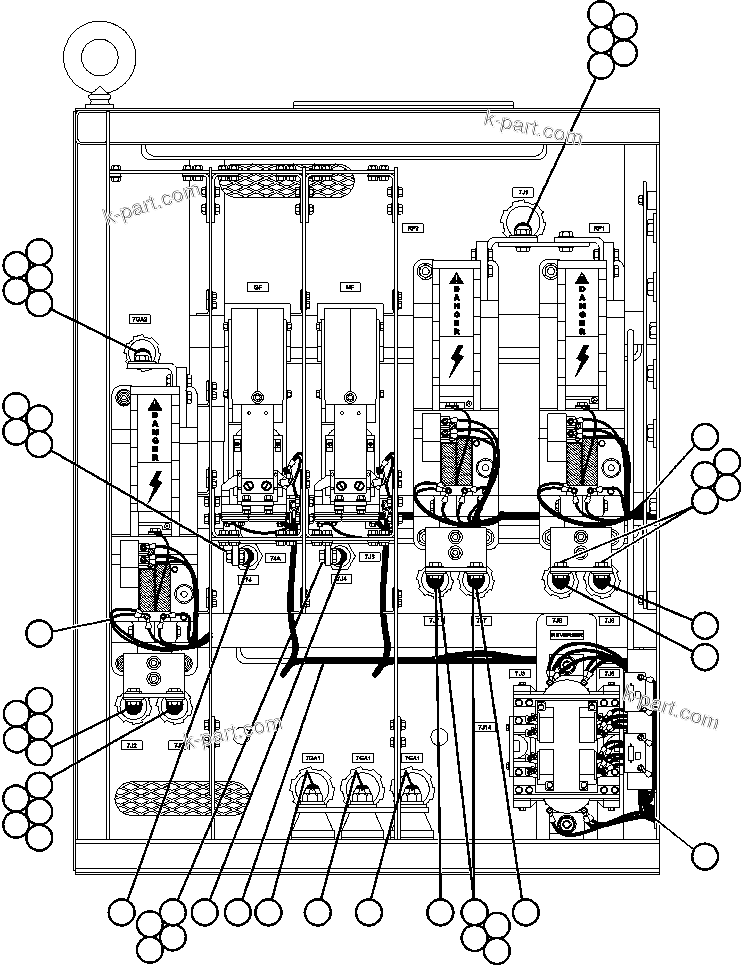 Komatsu parts book diagram for AFE47-BS 730E S/N A30220-A30224   PAMA: CONTROL CABINET WIRING (LEFT DOOR)