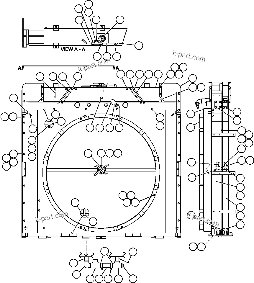 Komatsu parts book diagram for AFE47-BV 730E S/N A30229, A30231, A30236-A30237    CVG: RADIATOR ASSEMBLY (PC0440)