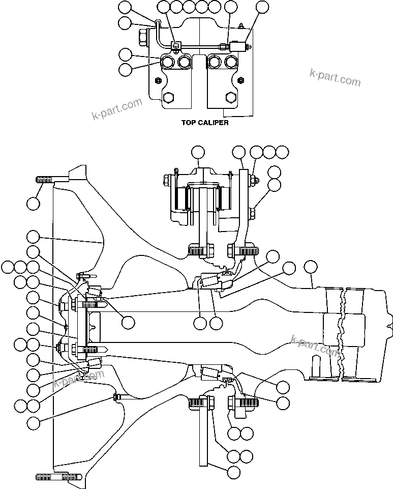 Komatsu parts book diagram for AFE47-BV 730E S/N A30229, A30231, A30236-A30237    CVG: SPINDLE, HUB & BRAKE INSTALLATION