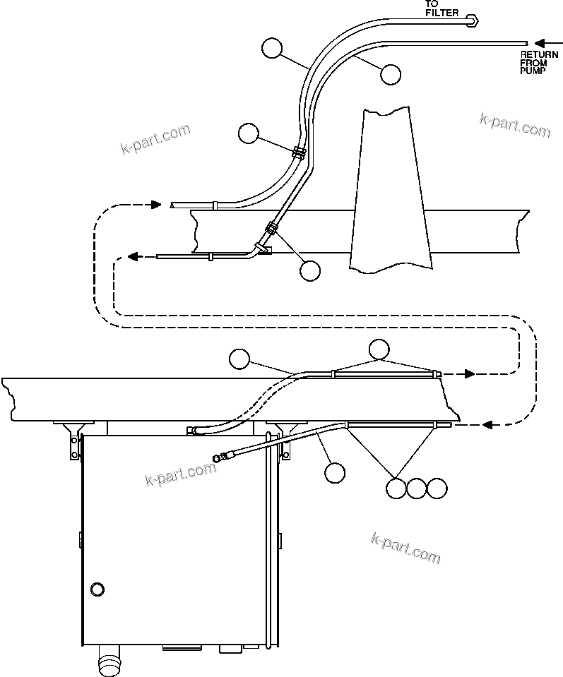Komatsu parts book diagram for AFE47-BV 730E S/N A30229, A30231, A30236-A30237    CVG: FUEL TANK PIPING