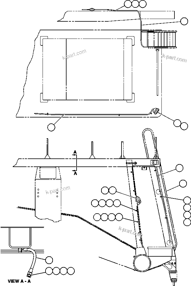Komatsu parts book diagram for AFE47-BV 730E S/N A30229, A30231, A30236-A30237    CVG: RIGHT DECK & LADDER LIGHT WIRING