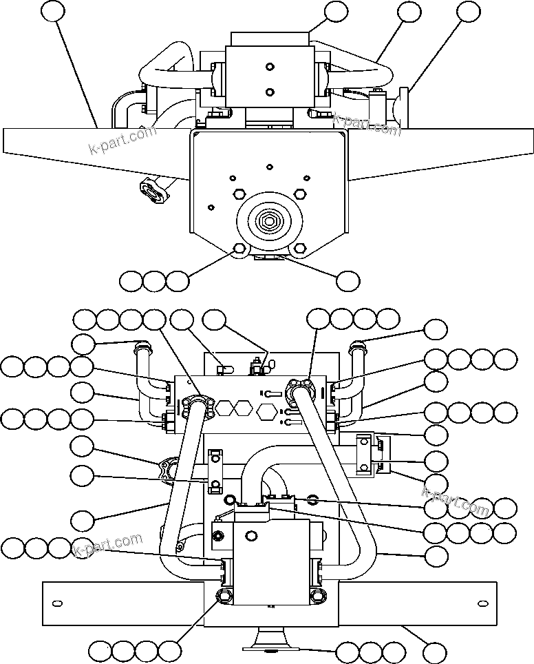 Komatsu parts book diagram for AFE47-BV 730E S/N A30229, A30231, A30236-A30237    CVG: HOIST PUMP MODULE