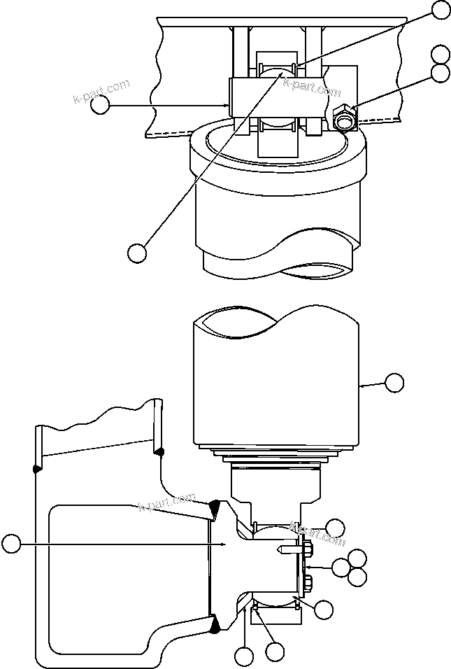 Komatsu parts book diagram for AFE47-BV 730E S/N A30229, A30231, A30236-A30237    CVG: HOIST CYLINDER & MOUNTING