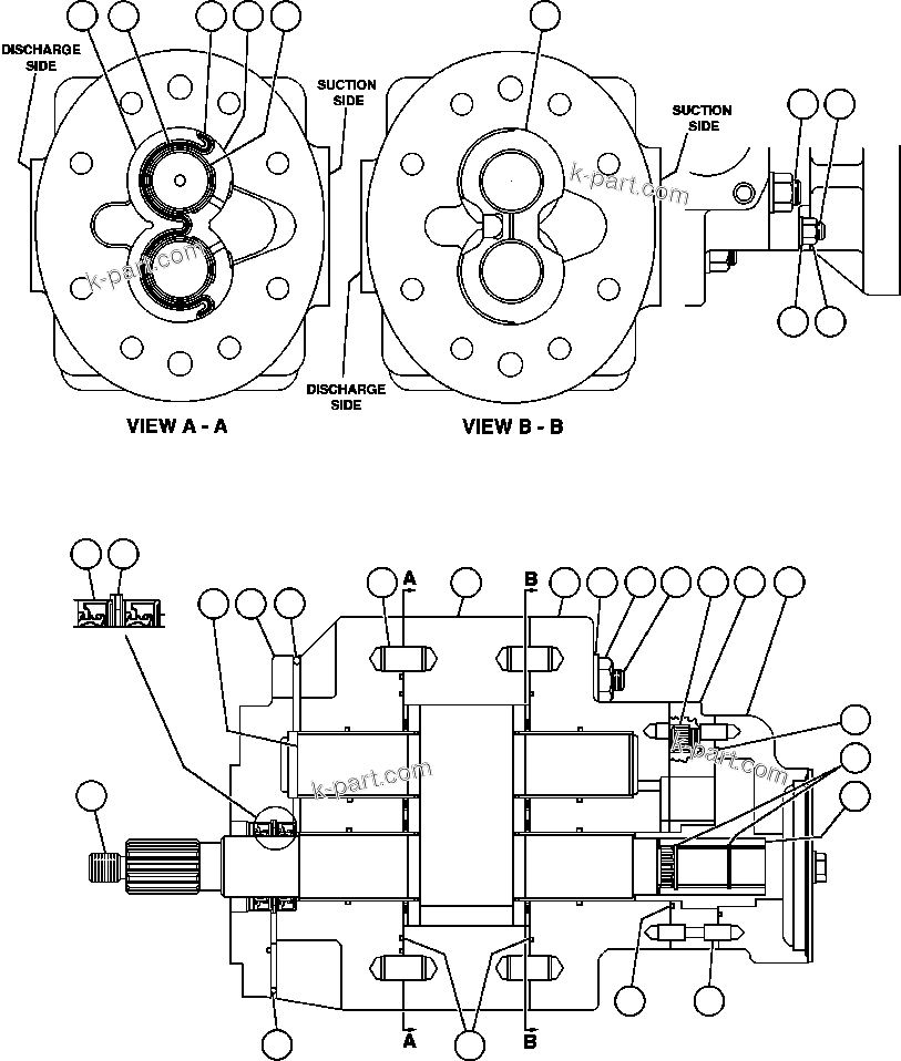 Komatsu parts book diagram for AFE47-BV 730E S/N A30229, A30231, A30236-A30237    CVG: HOIST PUMP ASSEMBLY (PB9668)