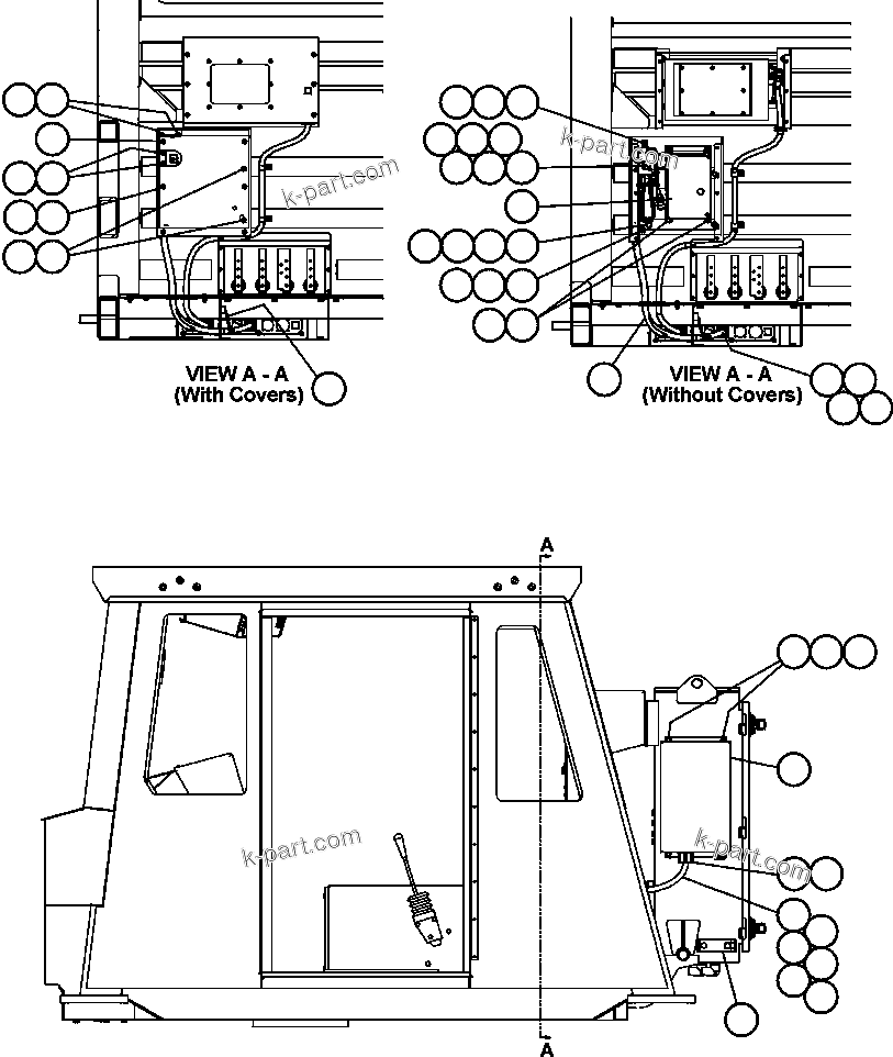Komatsu parts book diagram for AFE47-BV 730E S/N A30229, A30231, A30236-A30237    CVG: PAYLOAD METER III - CAB