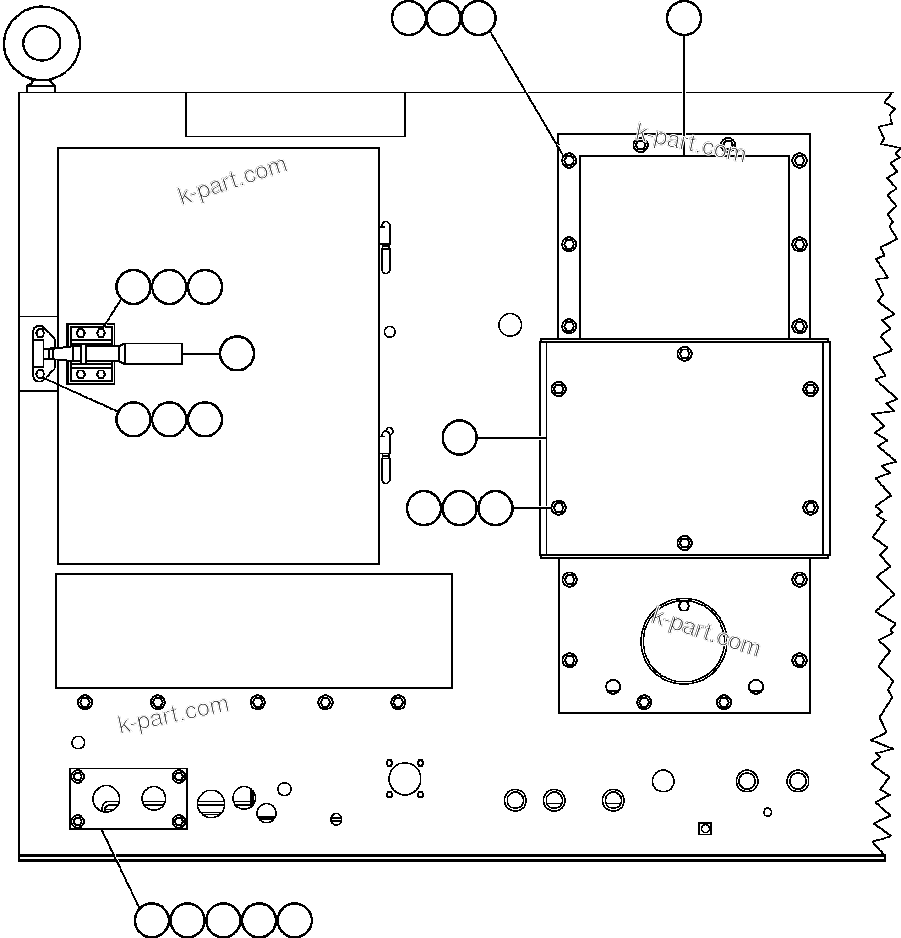 Komatsu parts book diagram for AFE47-BV 730E S/N A30229, A30231, A30236-A30237    CVG: CONTROL CABINET (REAR VIEW)