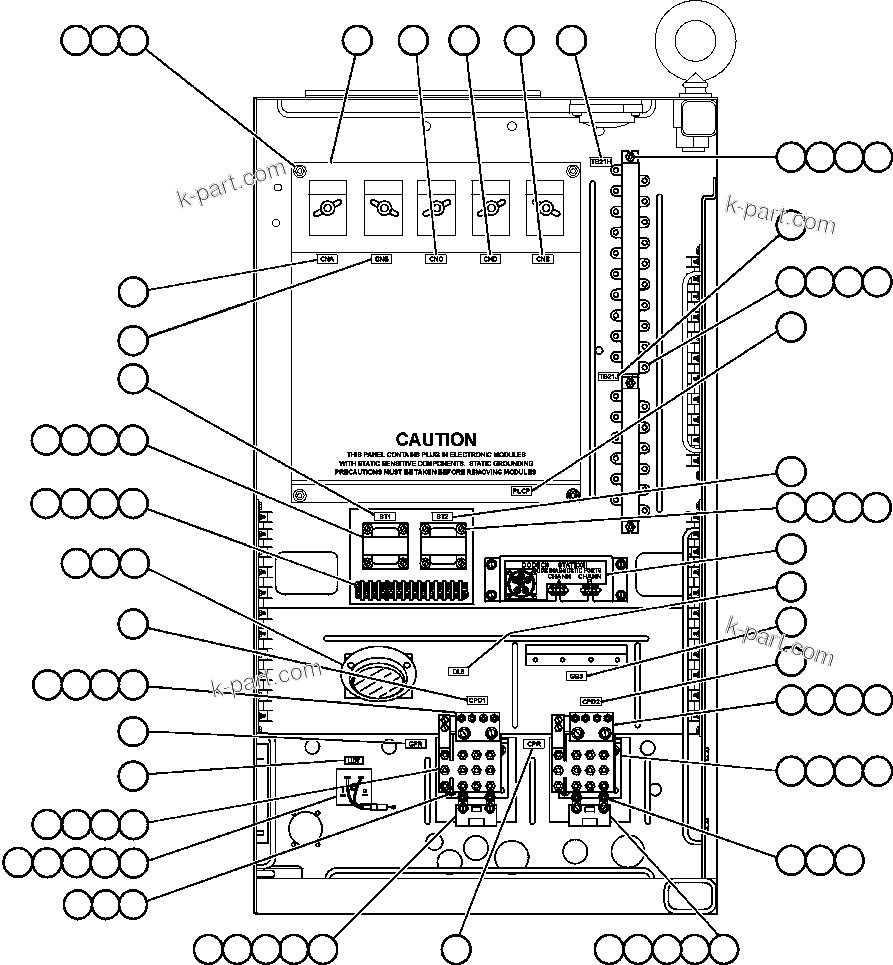 Komatsu parts book diagram for AFE47-BV 730E S/N A30229, A30231, A30236-A30237    CVG: CONTROL CABINET (RIGHT DOOR)