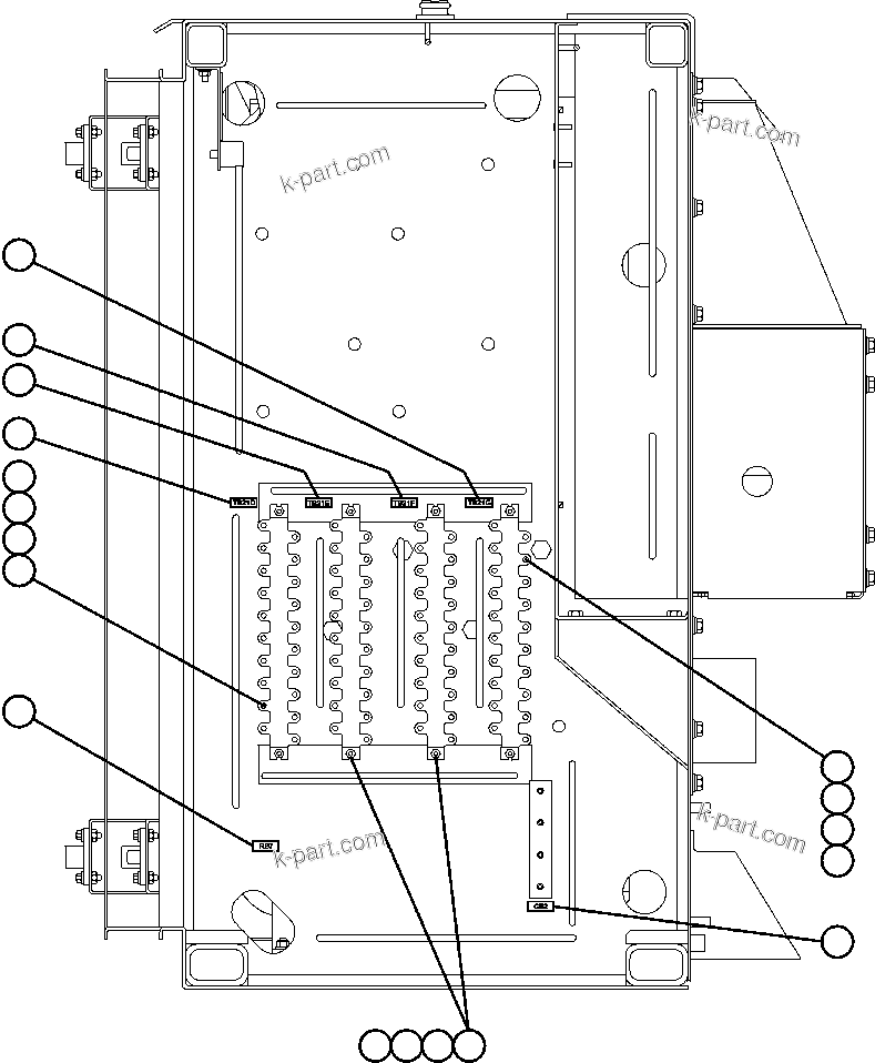 Komatsu parts book diagram for AFE47-BV 730E S/N A30229, A30231, A30236-A30237    CVG: CONTROL CABINET RIGHT DOOR (LEFT SIDE WALL)