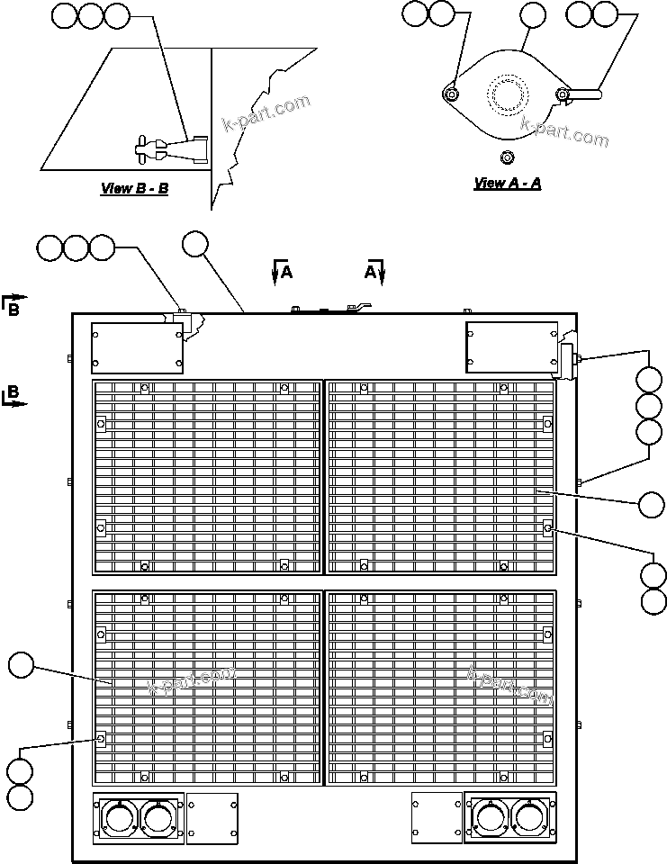 Komatsu parts book diagram for AFE47-BZ 730E  S/N A30246-A30256  HAMMERSLEY IRON: HOOD & GRILLE