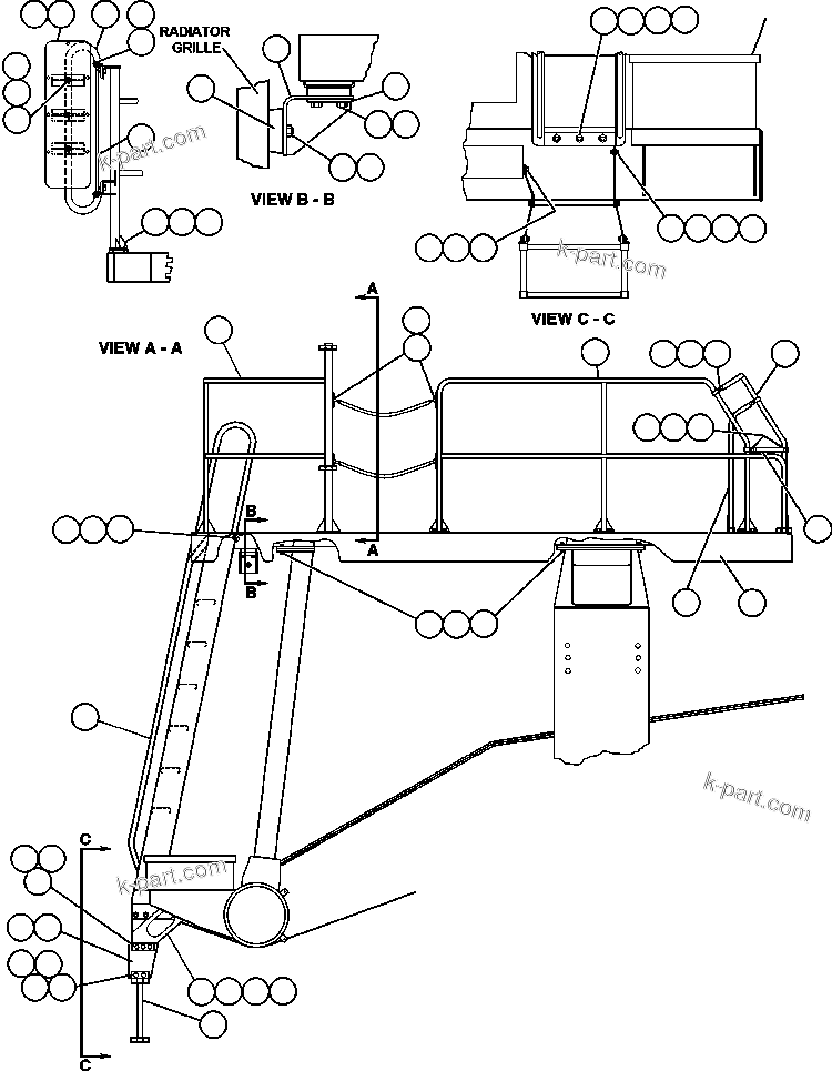 Komatsu parts book diagram for AFE47-BZ 730E  S/N A30246-A30256  HAMMERSLEY IRON: LEFT DECK, LADDER & STEP