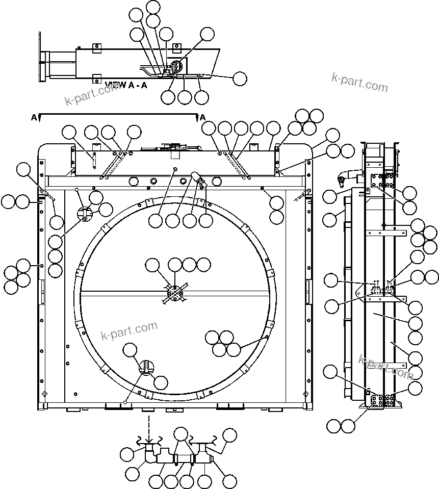 Komatsu parts book diagram for AFE47-BZ 730E  S/N A30246-A30256  HAMMERSLEY IRON: RADIATOR ASSEMBLY (PC0440)