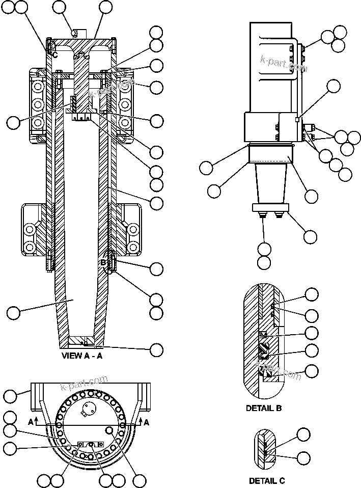 Komatsu parts book diagram for AFE47-BZ 730E  S/N A30246-A30256  HAMMERSLEY IRON: FRONT SUSPENSION & MOUNTING