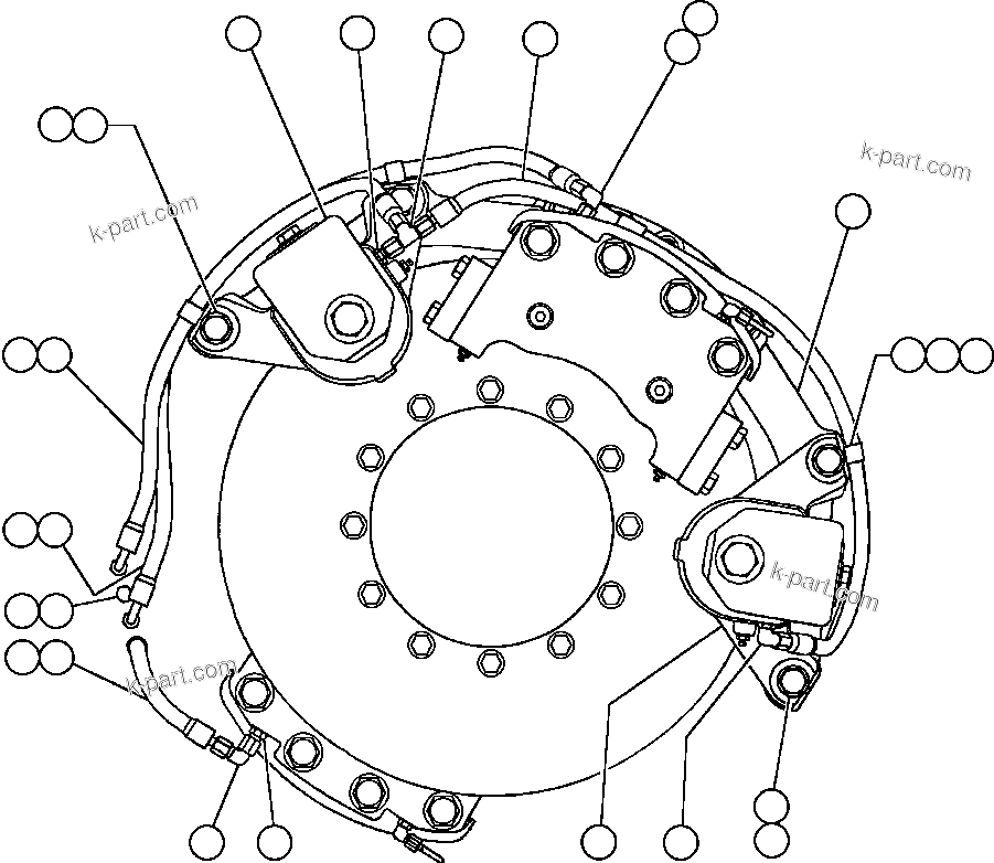 Komatsu parts book diagram for AFE47-BZ 730E  S/N A30246-A30256  HAMMERSLEY IRON: REAR DISC & PARKING BRAKE INSTL - 1