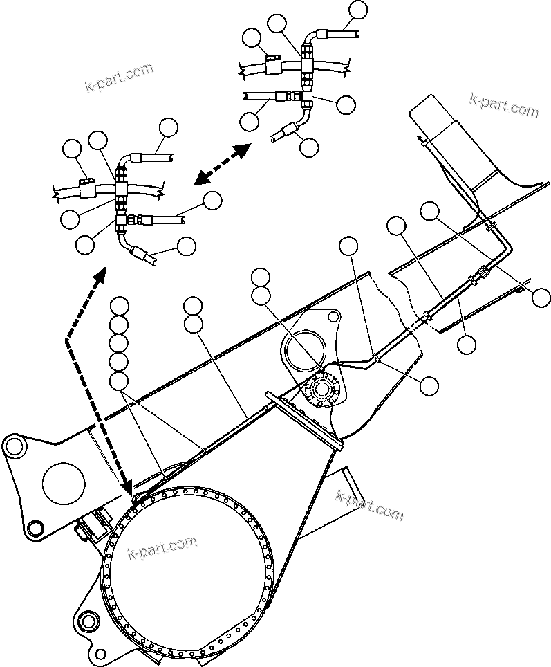 Komatsu parts book diagram for AFE47-BZ 730E  S/N A30246-A30256  HAMMERSLEY IRON: REAR BRAKE PIPING