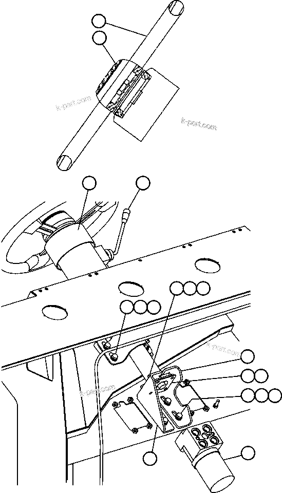 Komatsu parts book diagram for AFE47-BZ 730E  S/N A30246-A30256  HAMMERSLEY IRON: STEERING COLUMN & CONTROL VALVE INSTL