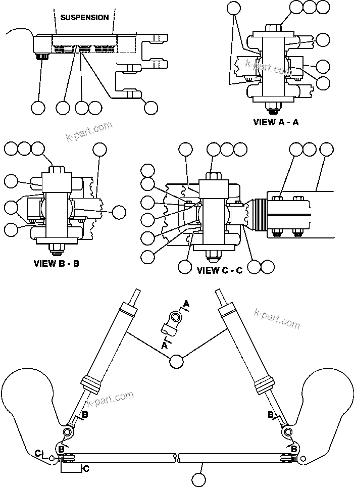 Komatsu parts book diagram for AFE47-BZ 730E  S/N A30246-A30256  HAMMERSLEY IRON: STEERING ARMS & LINKAGE