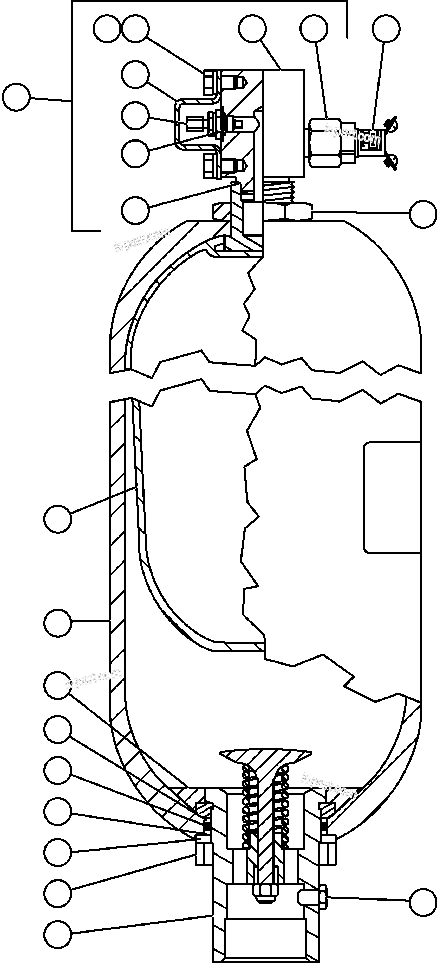 Komatsu parts book diagram for AFE47-BZ 730E  S/N A30246-A30256  HAMMERSLEY IRON: STEERING ACCUMULATOR ASSEMBLY (PC1338)