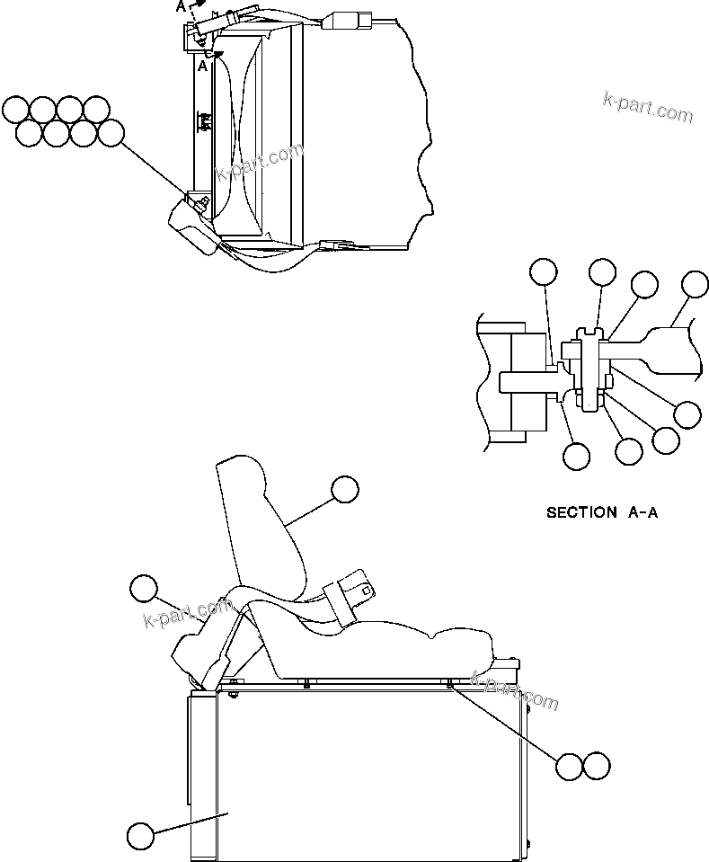 Komatsu parts book diagram for AFE47-BZ 730E  S/N A30246-A30256  HAMMERSLEY IRON: PASSENGER SEAT INSTALLATION