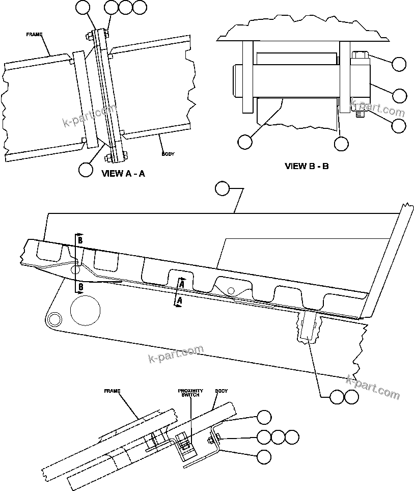 Komatsu parts book diagram for AFE47-BZ 730E  S/N A30246-A30256  HAMMERSLEY IRON: BODY & BODY PIVOT