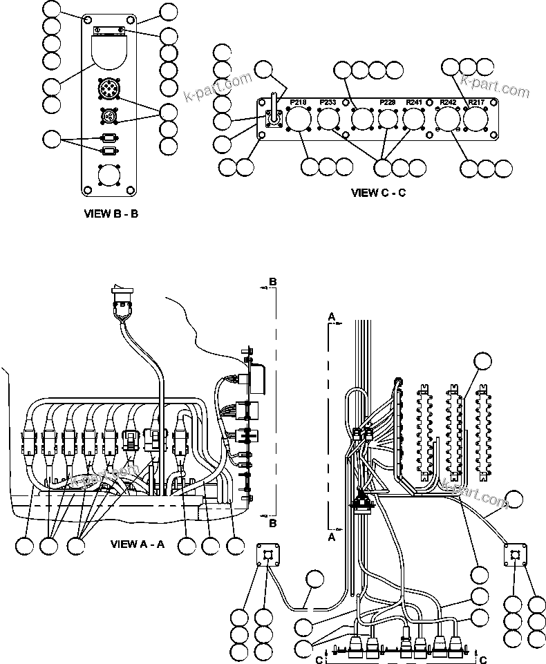 Komatsu parts book diagram for AFE47-BZ 730E  S/N A30246-A30256  HAMMERSLEY IRON: CAB CONNECTOR PLATE & WIRING