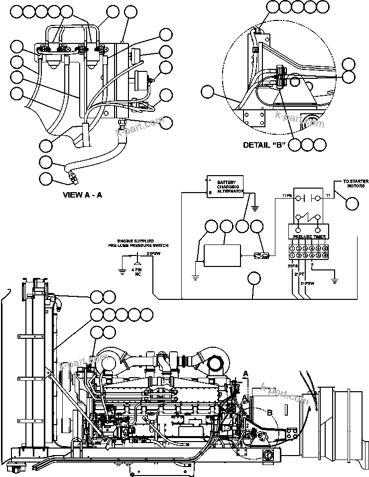 Komatsu parts book diagram for AFE47-BZ 730E  S/N A30246-A30256  HAMMERSLEY IRON: ENGINE WIRING