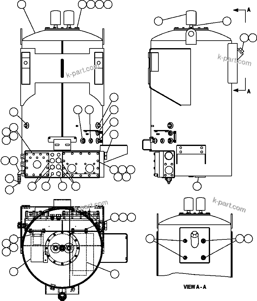 Komatsu parts book diagram for AFE47-BZ 730E  S/N A30246-A30256  HAMMERSLEY IRON: HYDRAULIC TANK ASSEMBLY INSTALLATION