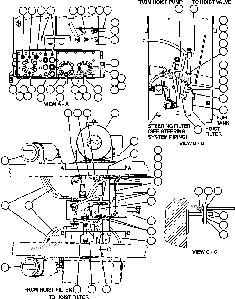 Komatsu parts book diagram for AFE47-BZ 730E  S/N A30246-A30256  HAMMERSLEY IRON: HYDRAULIC SYSTEM PIPING