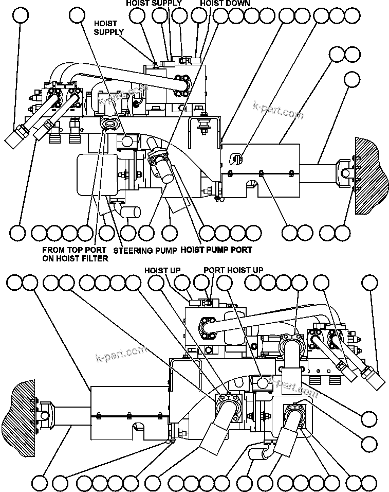 Komatsu parts book diagram for AFE47-BZ 730E  S/N A30246-A30256  HAMMERSLEY IRON: HYDRAULIC SYSTEM PIPING - 1