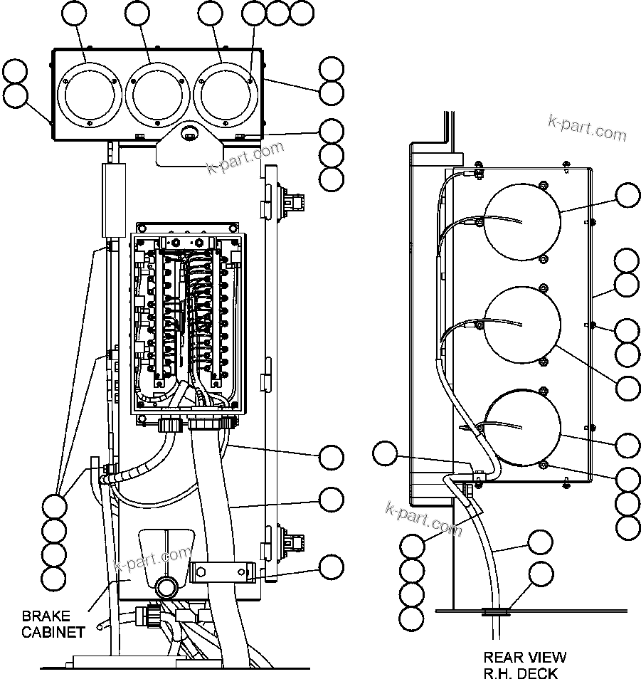 Komatsu parts book diagram for AFE47-BZ 730E  S/N A30246-A30256  HAMMERSLEY IRON: PAYLOAD METER III - INDICATOR LIGHTS