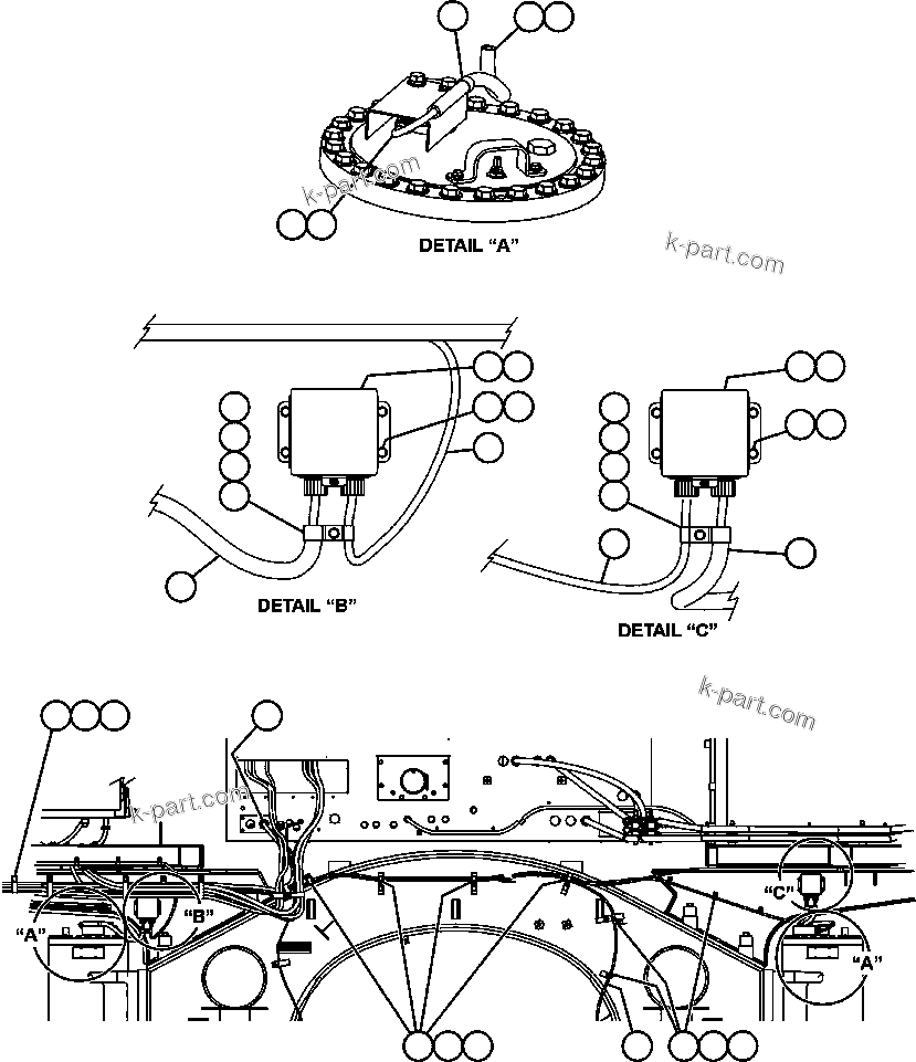 Komatsu parts book diagram for AFE47-BZ 730E  S/N A30246-A30256  HAMMERSLEY IRON: PAYLOAD METER III - FRONT SUSPENSIONS