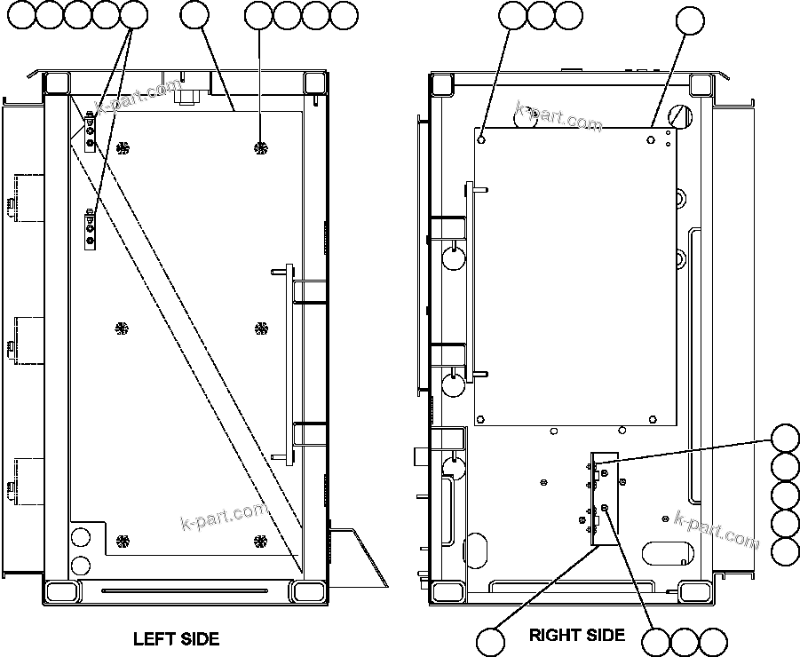 Komatsu parts book diagram for AFE47-BZ 730E  S/N A30246-A30256  HAMMERSLEY IRON: CONTROL CABINET LEFT DOOR - SIDE WALLS