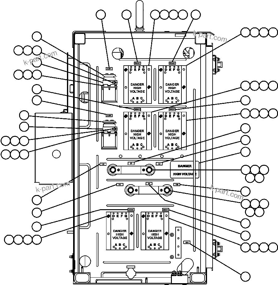 Komatsu parts book diagram for AFE47-BZ 730E  S/N A30246-A30256  HAMMERSLEY IRON: CONTROL CABINET - CENTER DOOR (RIGHT SIDE WALL)