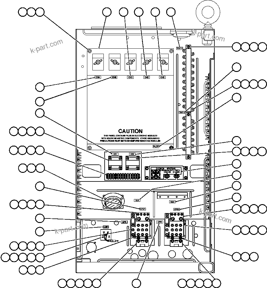 Komatsu parts book diagram for AFE47-BZ 730E  S/N A30246-A30256  HAMMERSLEY IRON: CONTROL CABINET (RIGHT DOOR)
