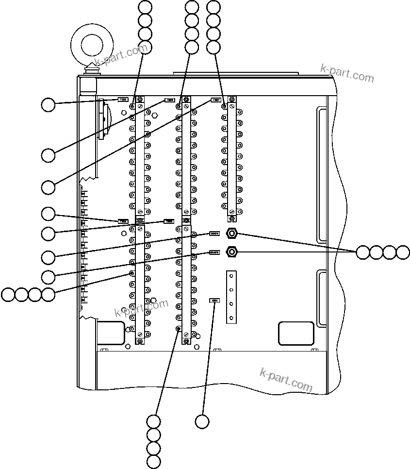 Komatsu parts book diagram for AFE47-BZ 730E  S/N A30246-A30256  HAMMERSLEY IRON: CONTROL CABINET - REAR DOOR