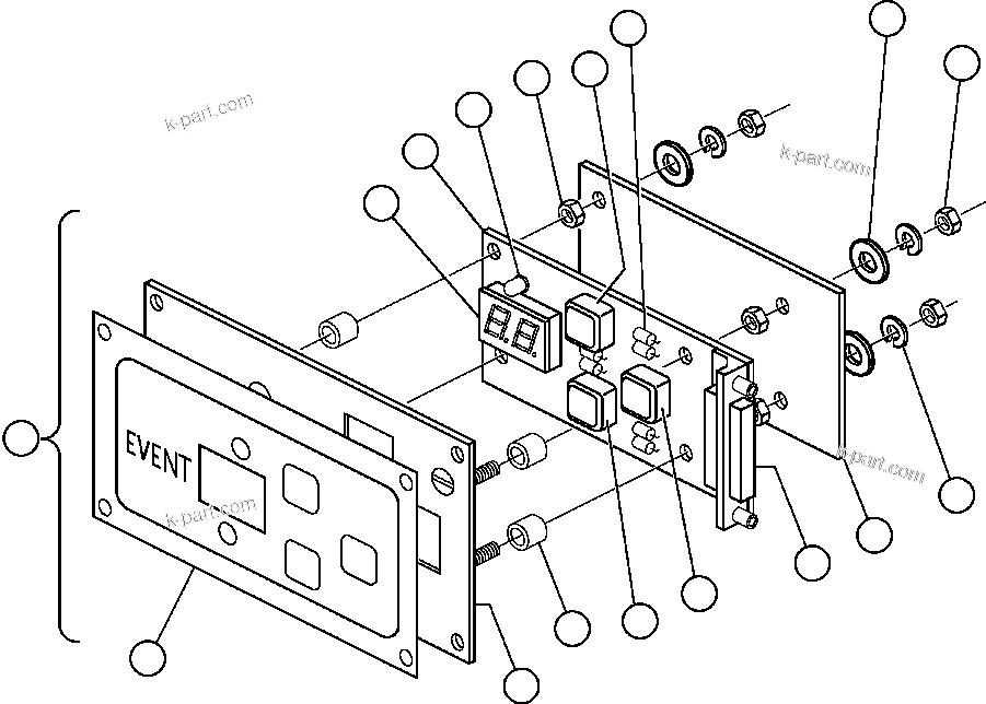 Komatsu parts book diagram for AFE47-BZ 730E  S/N A30246-A30256  HAMMERSLEY IRON: PANEL - DISPLAY EVENT (PB8056)
