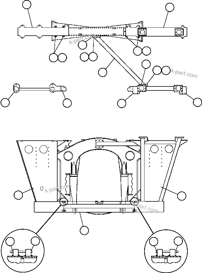 Komatsu parts book diagram for AFE47-CA 730E S/N A30257 & A30260  FOSCOR: FRAME & UPRIGHTS