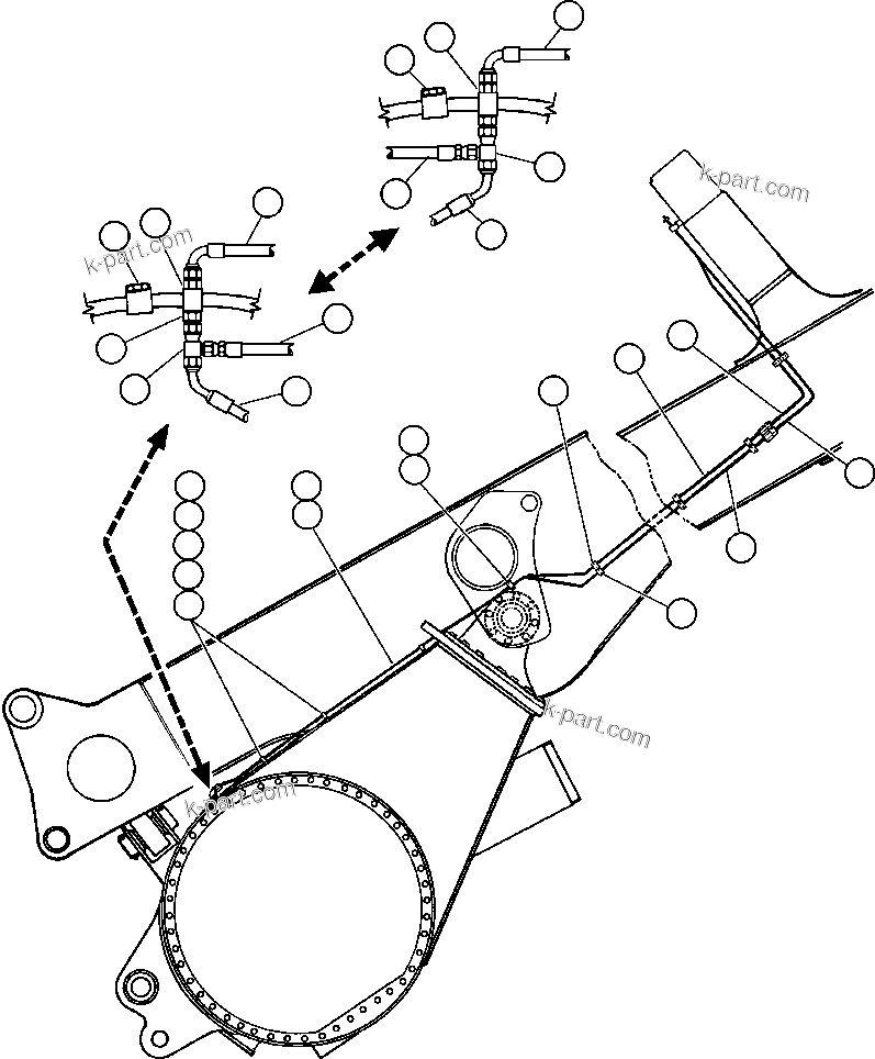 Komatsu parts book diagram for AFE47-CA 730E S/N A30257 & A30260  FOSCOR: REAR BRAKE PIPING