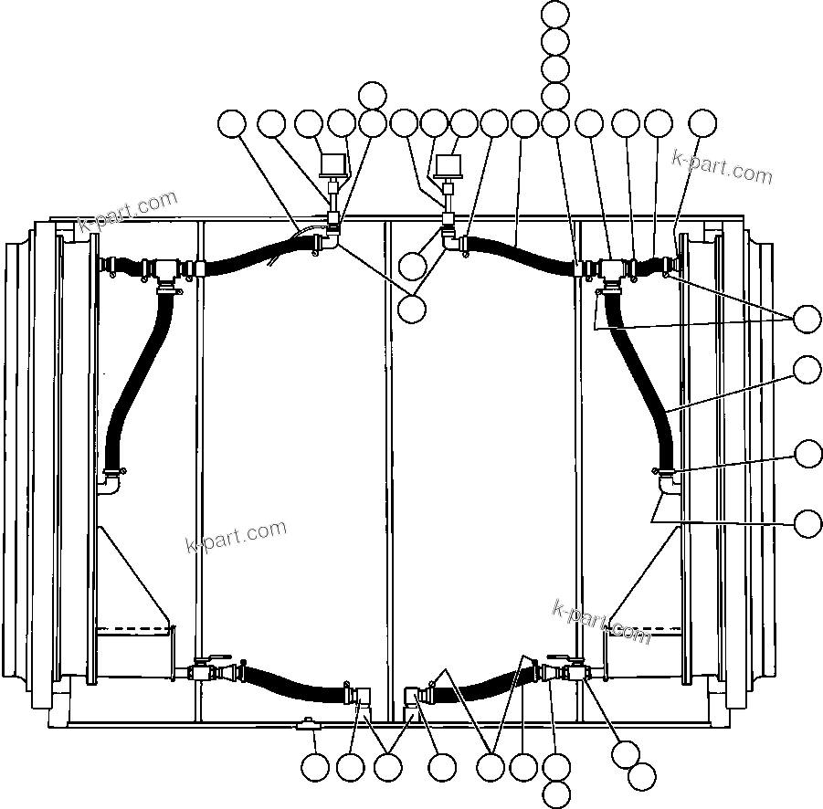 Komatsu parts book diagram for AFE47-CA 730E S/N A30257 & A30260  FOSCOR: DRIVE WHEEL PIPING