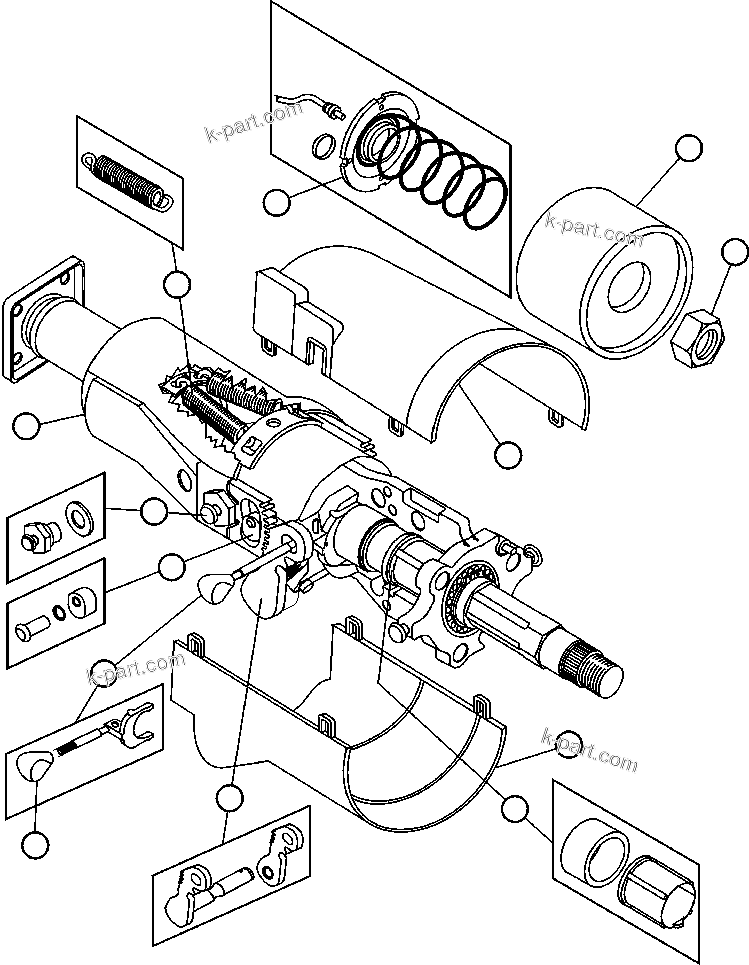 Komatsu parts book diagram for AFE47-CA 730E S/N A30257 & A30260  FOSCOR: STEERING COLUMN ASSEMBLY (PC1447)