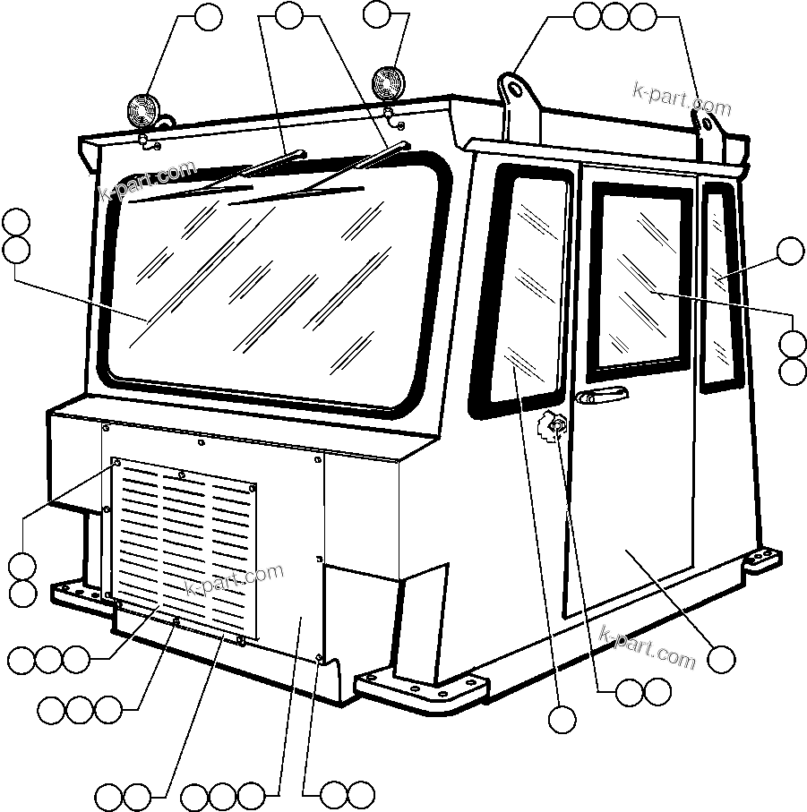 Komatsu parts book diagram for AFE47-CA 730E S/N A30257 & A30260  FOSCOR: CAB ASSEMBLY (EK4250)