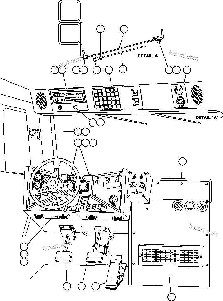 Komatsu parts book diagram for AFE47-CA 730E S/N A30257 & A30260  FOSCOR: OPERATOR CONTROLS & OVERHEAD PANEL