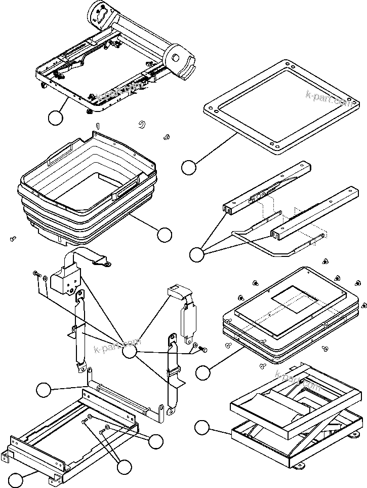 Komatsu parts book diagram for AFE47-CA 730E S/N A30257 & A30260  FOSCOR: OPERATOR'S SEAT ASSEMBLY - 1 (EJ8295)