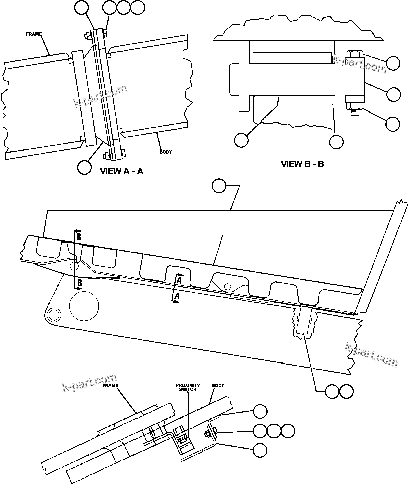 Komatsu parts book diagram for AFE47-CA 730E S/N A30257 & A30260  FOSCOR: BODY & BODY PIVOT