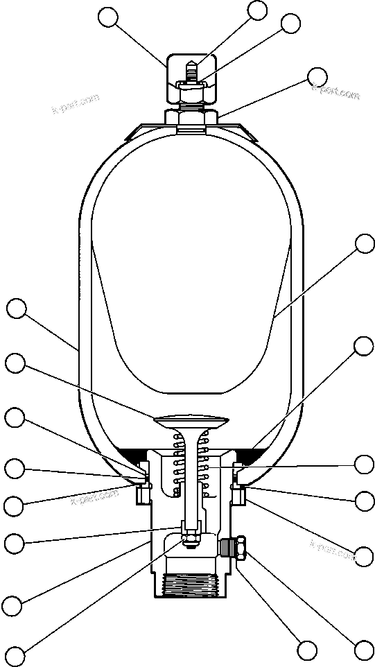 Komatsu parts book diagram for AFE47-CA 730E S/N A30257 & A30260  FOSCOR: ACCUMULATOR ASSEMBLY (2.5 GAL) (PB7058)