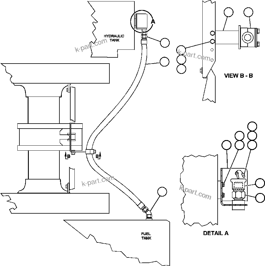 Komatsu parts book diagram for AFE47-CA 730E S/N A30257 & A30260  FOSCOR: PRESSURE FUELING - L.H.